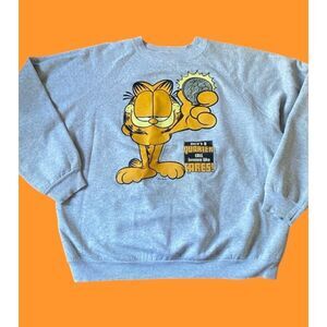 Vintage Garfield Cat Jim Devis Paws Sweatshirt Grey Size small 90s